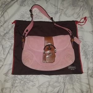 Coach suede purse with care kit.